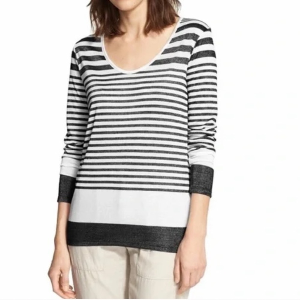 VINCE Striped Variegated Long Sleeve Top Size Large